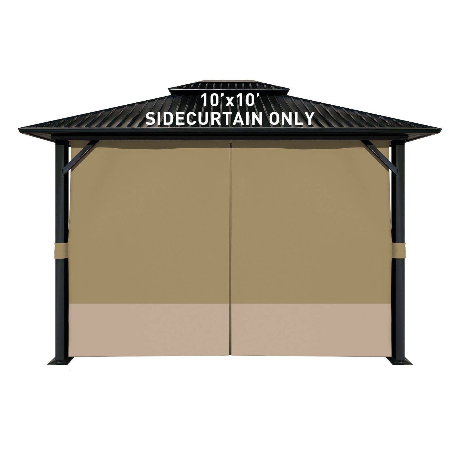Outdoor Gazebo Curtains, 4 Panels Privacy Sidewall Replacement (Curtain Only) - Khaki and Sand Yellow - Aoodor